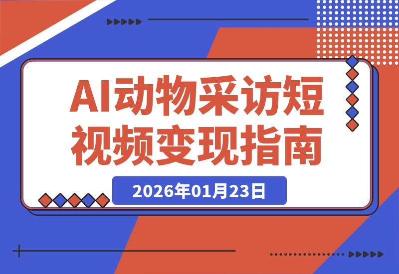 【2026.01.23】动物专访爆笑指南：AI创收零门槛，小白也能玩转流量变现-小鱼项目网