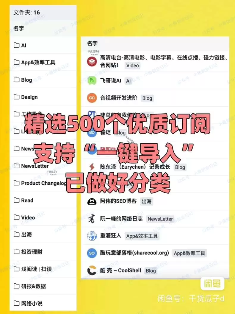 精选500个优质rss订阅源源地址-小鱼项目网