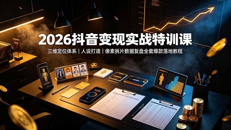 【2026.07.18】2026抖音变现实战特训:三维定位+人设打造+像素级拆片复盘,爆款全流程落地指南-小鱼项目网