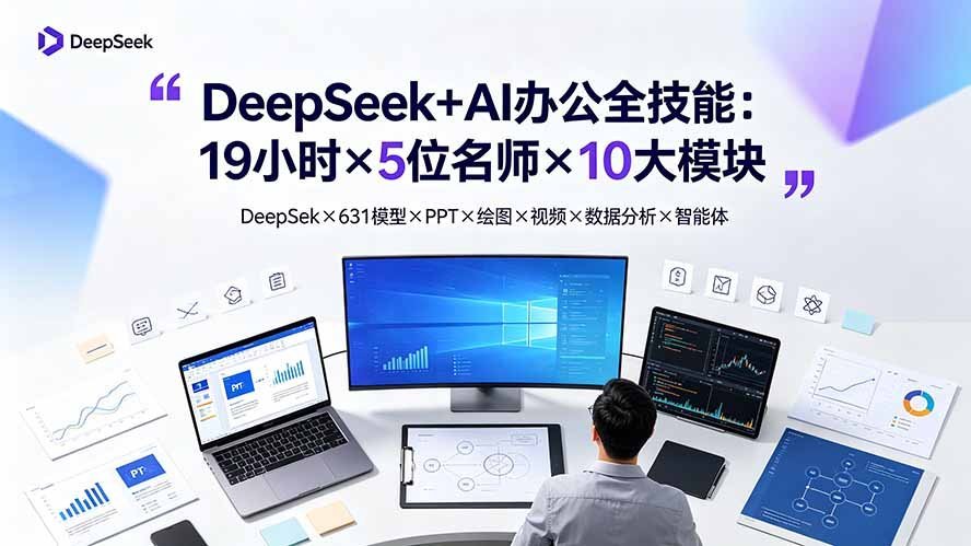 【2026.07.18】DeepSeek+AI办公全能进阶:5位名师联手,19小时解锁10大模块,从631模型到PPT、绘图、视频、数据分析、智能体全覆盖!-小鱼项目网