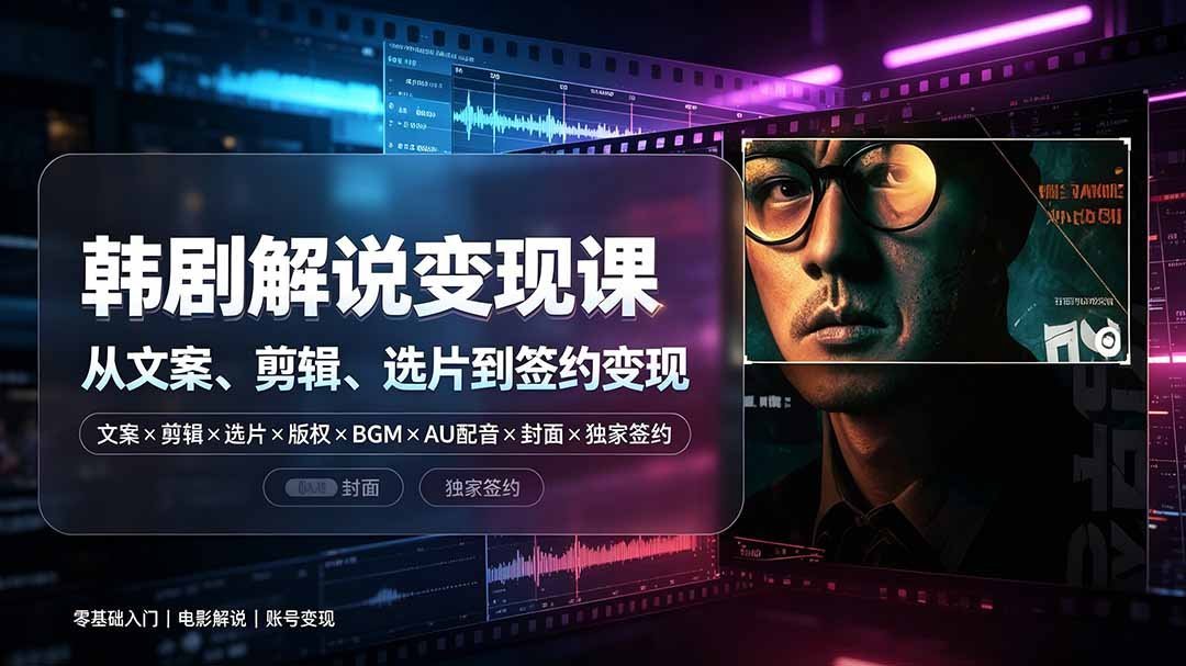 【2026.07.19】零基础也能做韩剧解说!抖音270W粉博主亲授:文案、剪辑、选片、版权、BGM、AU配音、封面到签约,全流程带你变现-小鱼项目网