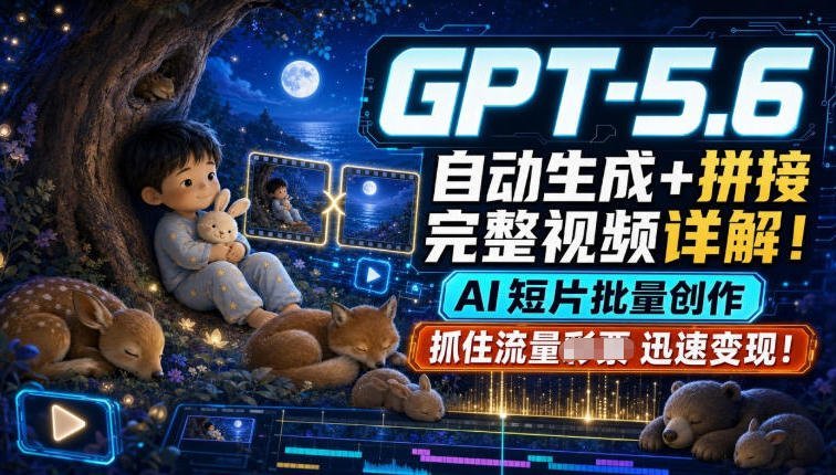 【2026.07.19】GPT-5.6自动生成+拼接完整视频全解析,AI批量创作短片,快速抓住流量实现变现!-小鱼项目网