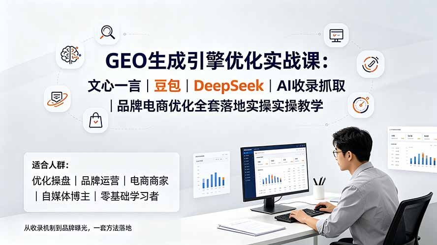 【2026.07.20】GEO生成引擎优化实战课:文心一言、豆包、DeepSeek、AI收录抓取与品牌电商优化全套落地教学-小鱼项目网