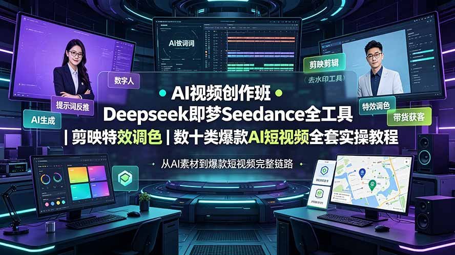 【2026.07.20】AI视频创作实战班:Deepseek+即梦Seedance全工具|剪映特效调色|数十类爆款AI短视频实操全攻略-小鱼项目网