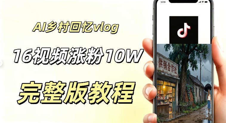 【2026.07.20】AI打造乡村童年回忆vlog,16条视频狂揽10W+粉丝,新手小白轻松变现!-小鱼项目网