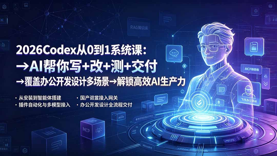 【2026.07.21】2026 Codex全流程实战课:AI赋能写改测交付,办公开发设计全覆盖,解锁高效AI生产力-小鱼项目网