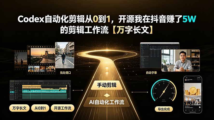 【2026.07.23】开源Codex自动化剪辑全流程:从零搭建抖音爆款工作流,我赚了5W的实战经验-小鱼项目网