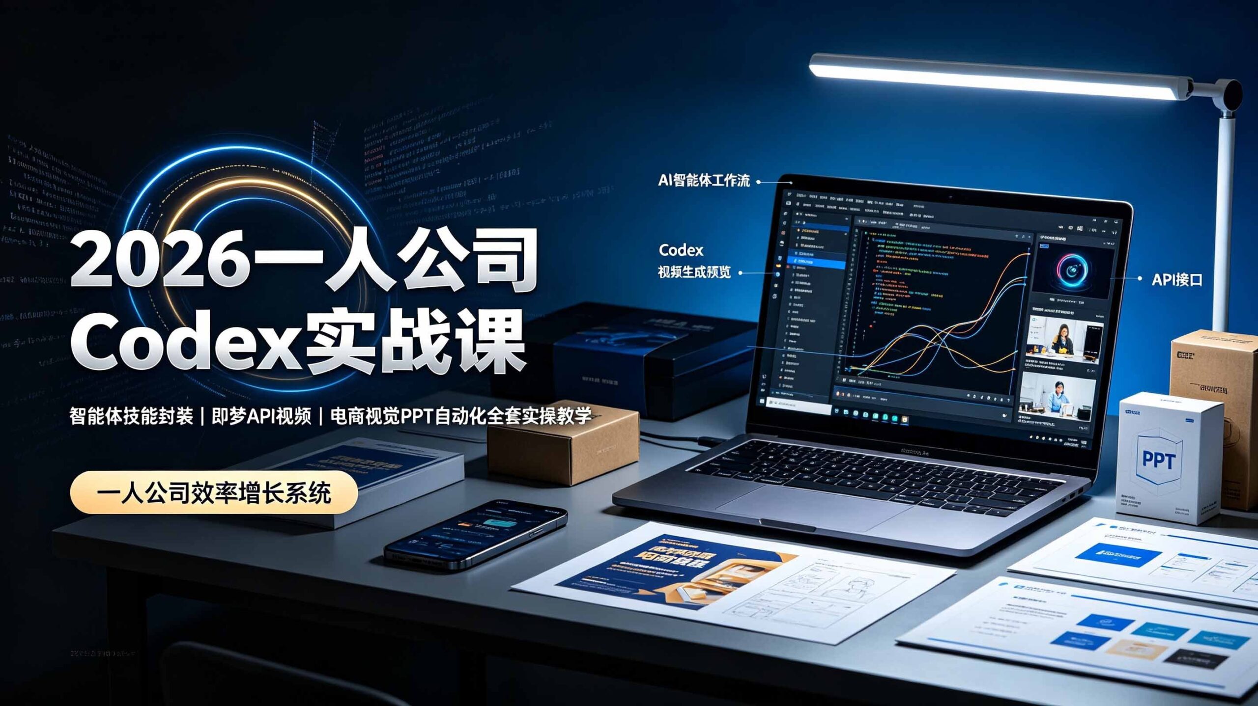 【2026.07.23】2026一人公司Codex实战课:智能体技能封装+即梦API视频+电商视觉PPT自动化,全套实操教学-小鱼项目网