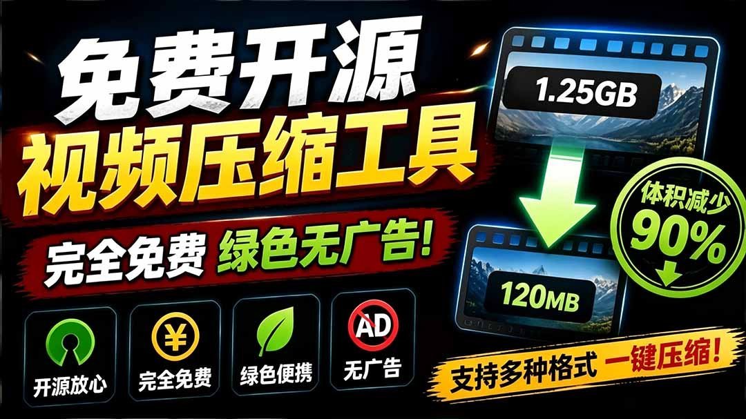 【2026.07.23】VideoSlim开源神器:Github视频压缩率高达90%,画质无损且永久免费无广告!-小鱼项目网