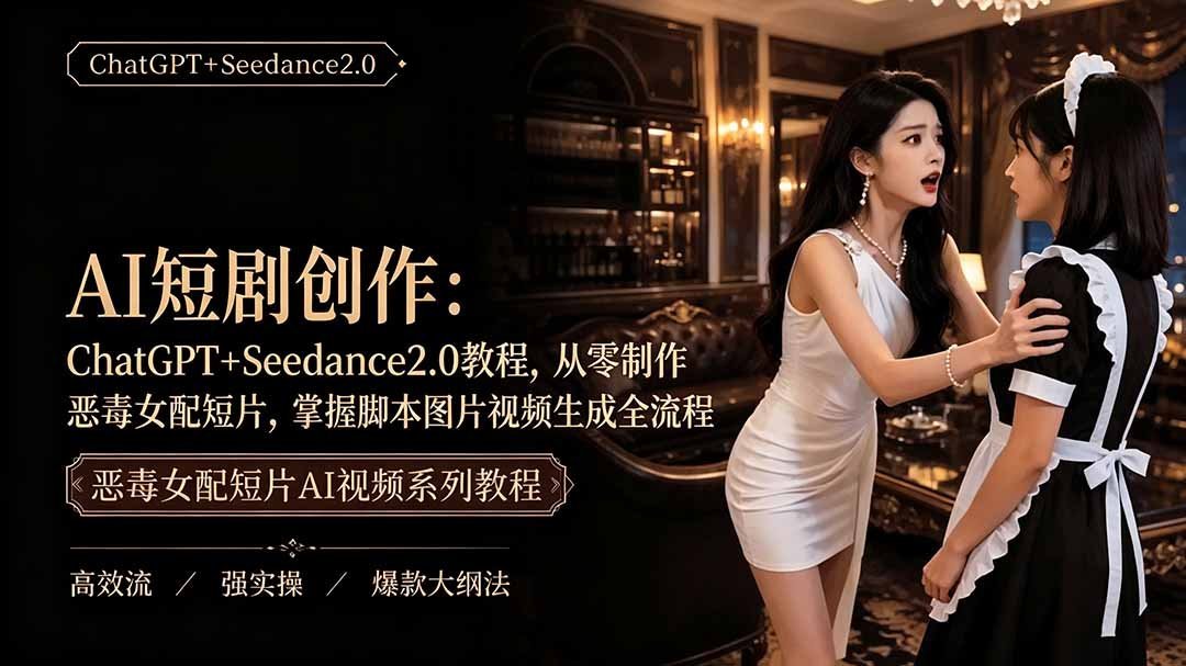 【2026.07.25】AI短剧创作:ChatGPT+Seedance2.0教程,从零制作恶毒女配短片,掌握脚本图片视频生成全流程-小鱼项目网