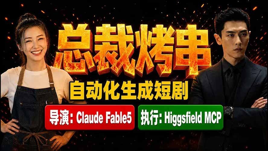 【2026.07.25】《总裁烤串》真人短剧全自动诞生!Claude Fable5 当导演,Higgsfield MCP 执行!-小鱼项目网