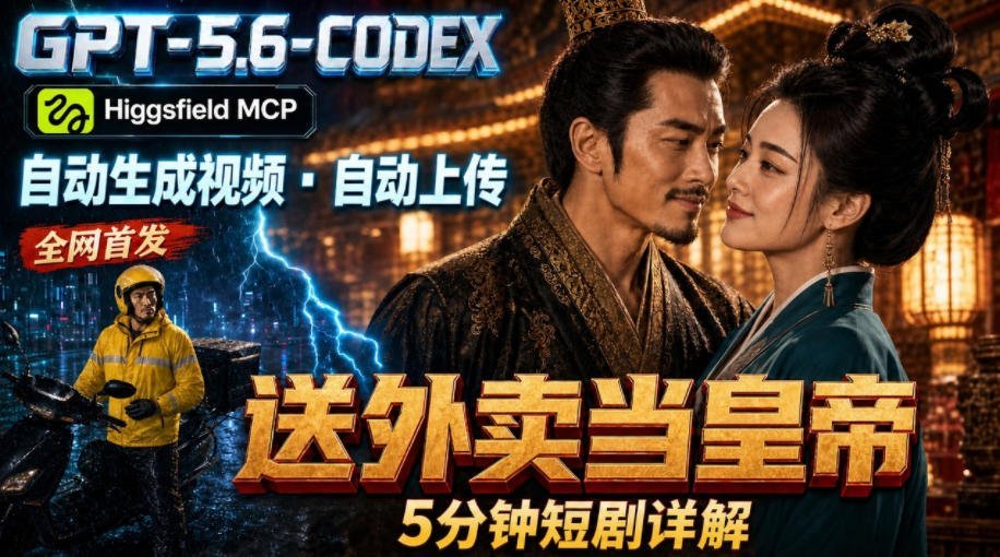 【2026.07.25】GPT-5.6 Codex+Higgsfield MCP:一条指令生成5分钟短剧并自动上传YouTube(油管)-小鱼项目网