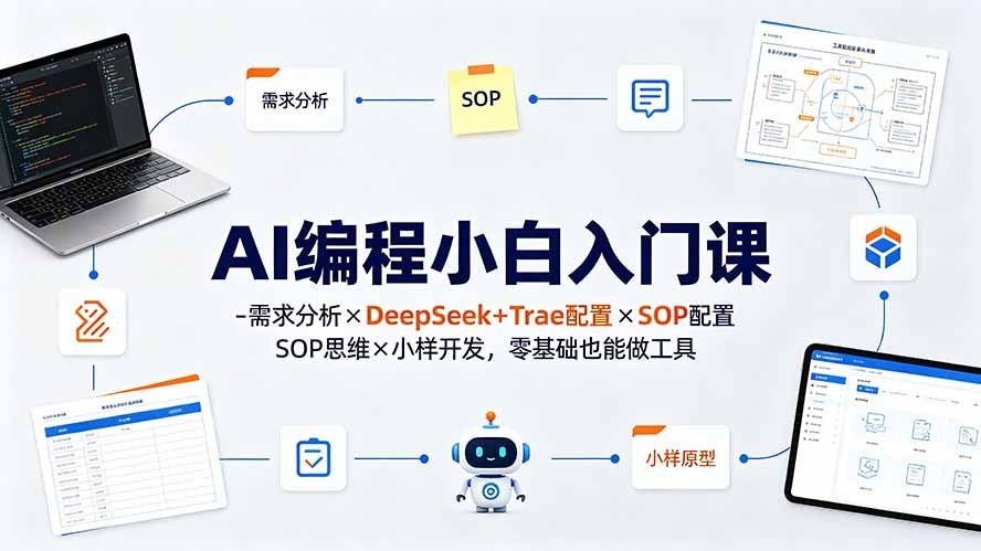 【2026.07.25】AI编程小白入门课-需求分析×DeepSeek+Trae配置×SOP思维×小样开发,零基础也能做工具-小鱼项目网