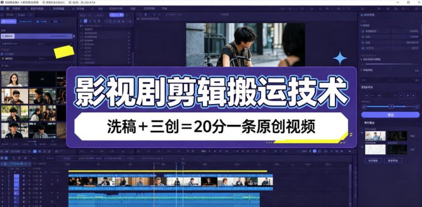 【2026.07.25】影视剧剪辑搬运技术,洗稿+三创=20分一条原创视频-小鱼项目网