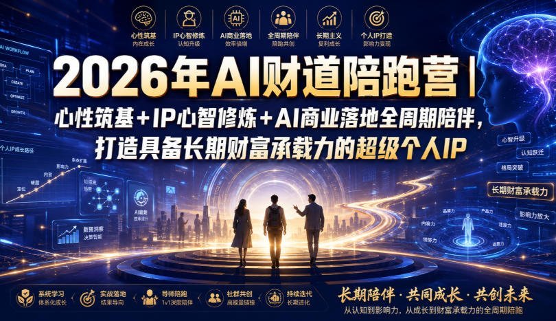 【2026.07.26】2026年AI财道陪跑营:心性筑基+IP心智修炼+AI商业落地,全周期陪伴助你打造拥有长期财富承载力的超级个人IP-小鱼项目网
