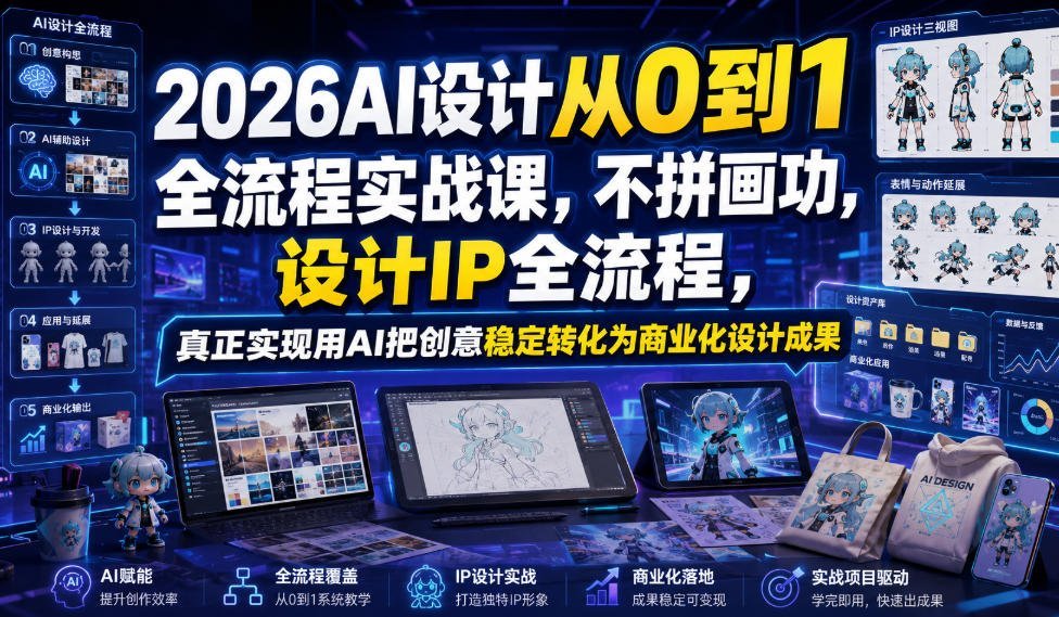 【2026.07.26】2026年AI设计全流程实战:零基础打造设计IP,无需画功,让创意稳定变现为商业成果-小鱼项目网