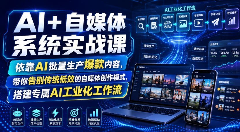 【2026.07.29】告别低效创作!AI+自媒体实战课,批量打造爆款内容,搭建你的专属工业化工作流-小鱼项目网