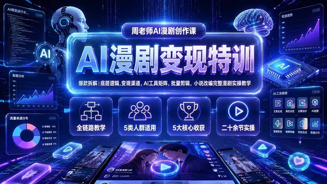 【2026.07.31】AI漫剧变现全攻略：爆款拆解+底层逻辑+变现渠道+AI工具矩阵+批量剪辑+小说改编实操教学-小鱼项目网