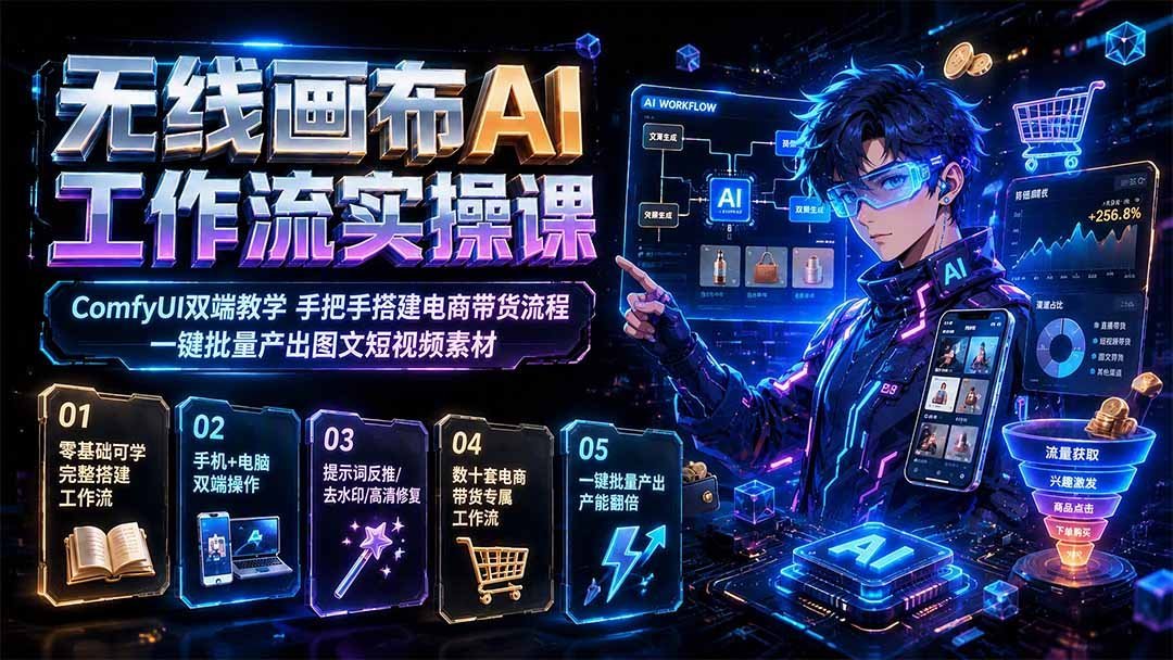 【2026.08.02】ComfyUI实战:从零搭建电商带货AI工作流,图文短视频一键批量生成-小鱼项目网