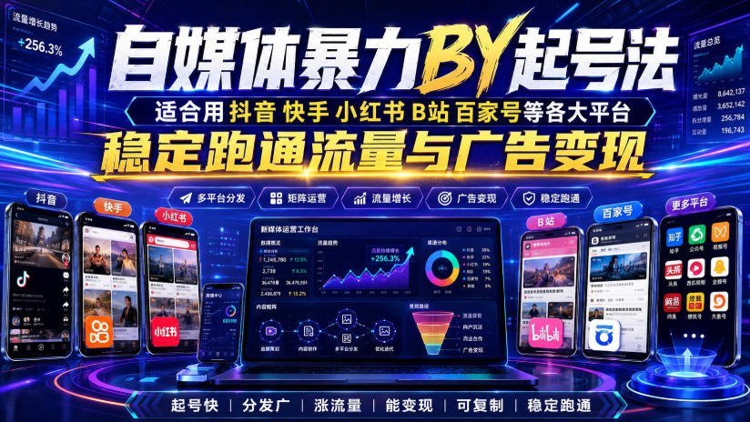 【2026.08.02】自媒体暴力搬运起号全攻略:抖音快手小红书B站百家号通用,稳定变现流量广告双收益-小鱼项目网