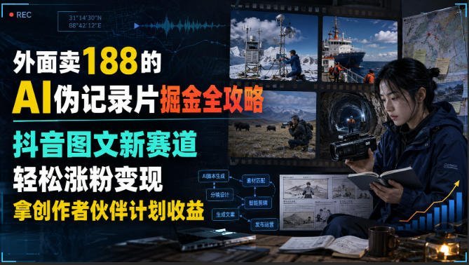 【2026.08.07】抖音图文新赛道：AI伪记录片掘金攻略，零基础轻松涨粉变现-小鱼项目网