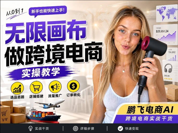 【2026.08.07】四步打造爆款商品视频！AI无线画布工作流，跨境电商轻松上手-小鱼项目网