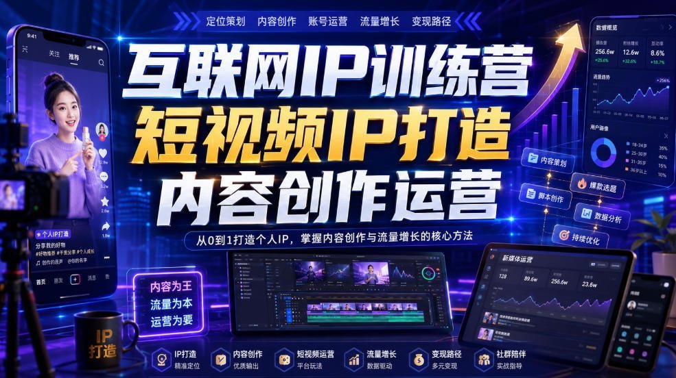 【2026.08.08】短视频IP孵化秘籍：从0到1打造爆款内容创作运营体系-小鱼项目网