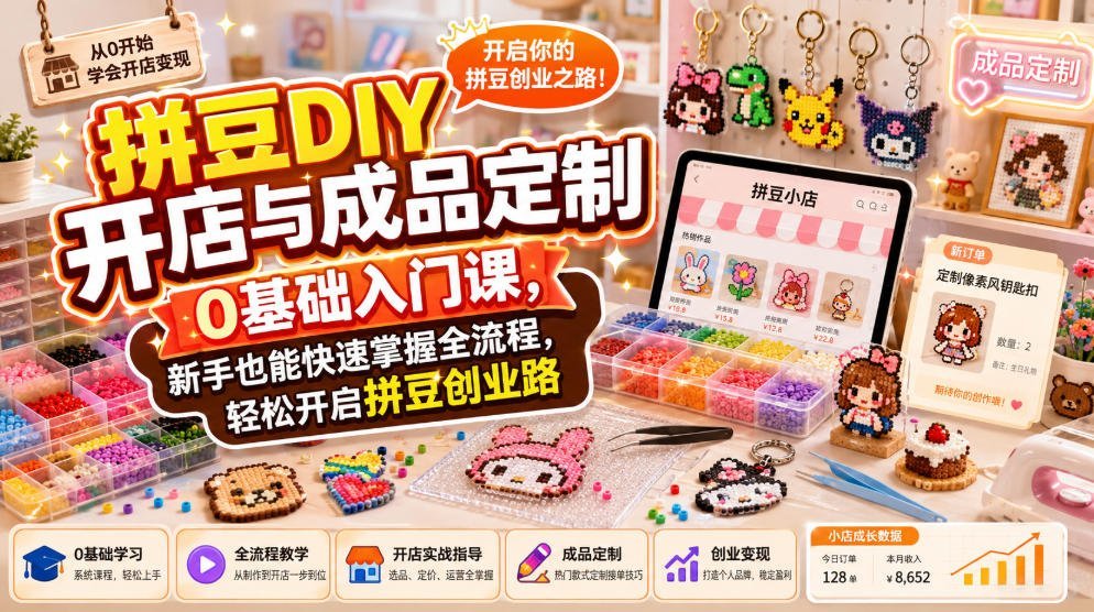 【2026.08.11】拼豆创业零门槛:从开店到定制全流程速成指南,新手也能轻松上手赚第一桶金-小鱼项目网