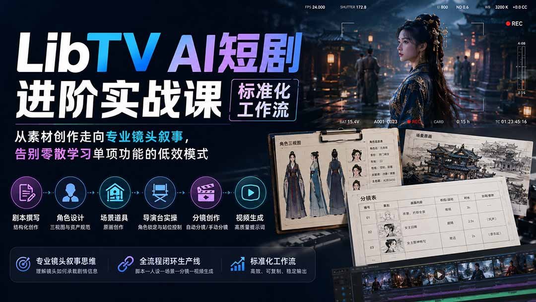 【2026.08.12】AI短剧进阶实操课:标准化工作流,从素材到镜头的专业叙事跃迁,告别零散低效学习-小鱼项目网