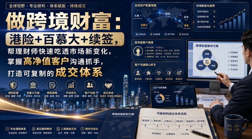 【2026.08.14】跨境财富新蓝海:港险+百慕大+续签,理财师快速锁定高净值客户的实战成交系统-小鱼项目网