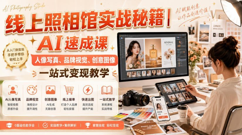 【2026.08.14】AI摄影变现全攻略|从人像精修到品牌视觉,零基础也能接单赚钱-小鱼项目网