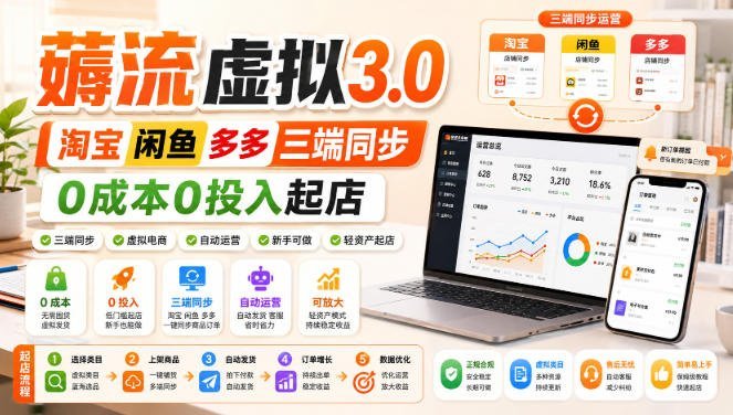 【2026.08.15】淘宝闲鱼拼多多三端通吃,0成本虚拟起店实操指南-小鱼项目网