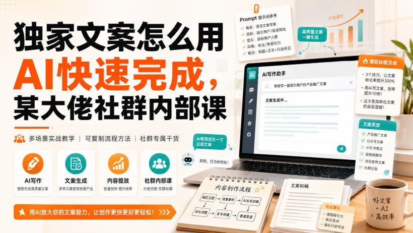 【2026.08.21】AI高效生成独家文案:某大佬社群内部课程实战技巧-小鱼项目网