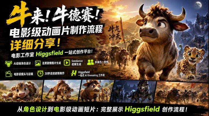【2026.08.21】Higgsfield一站式电影级动画制作全流程揭秘，从零到成片的完整创作指南！-小鱼项目网