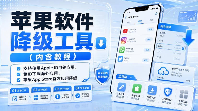 【2026.08.23】苹果应用降级全能工具箱：免ID下载海外App，官方应用版本随心切换-小鱼项目网
