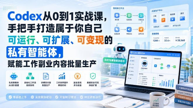 【2026.08.26】手把手教你用Codex从0到1打造专属私有智能体:可运行、可扩展、可变现,轻松实现工作与副业内容批量生产-小鱼项目网