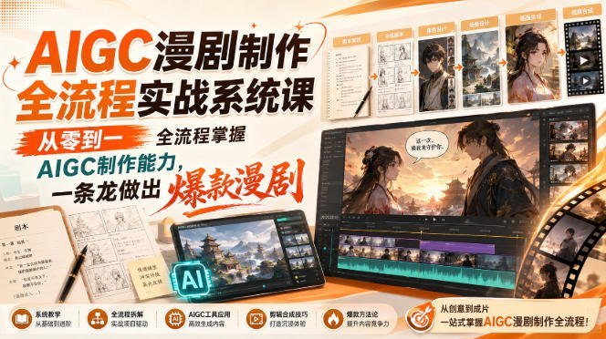 【2026.08.26】零基础玩转AIGC漫剧,全流程实战带你从入门到爆款一条龙!-小鱼项目网