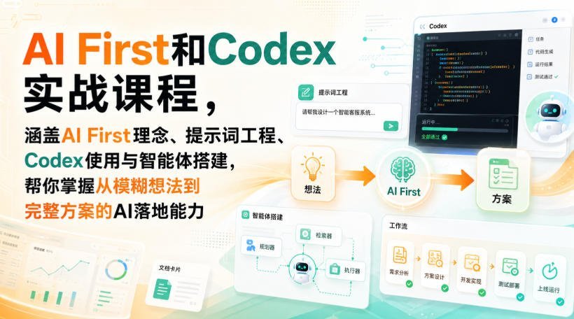 【2026.08.27】AI First实战课：从提示词到Codex智能体，一键解锁AI落地全流程-小鱼项目网