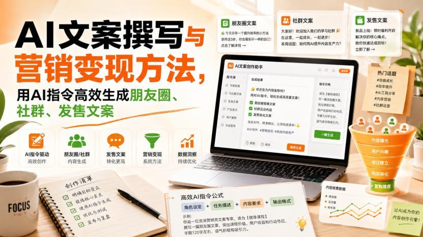 【2026.08.28】AI文案变现秘籍:一键生成朋友圈、社群与发售爆款文案的高效指令技巧-小鱼项目网
