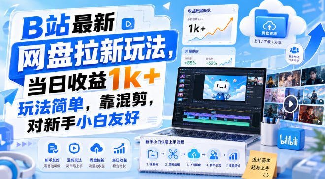 【2026.08.28】B站网盘拉新新玩法:混剪视频日赚千元,新手也能轻松上手!-小鱼项目网