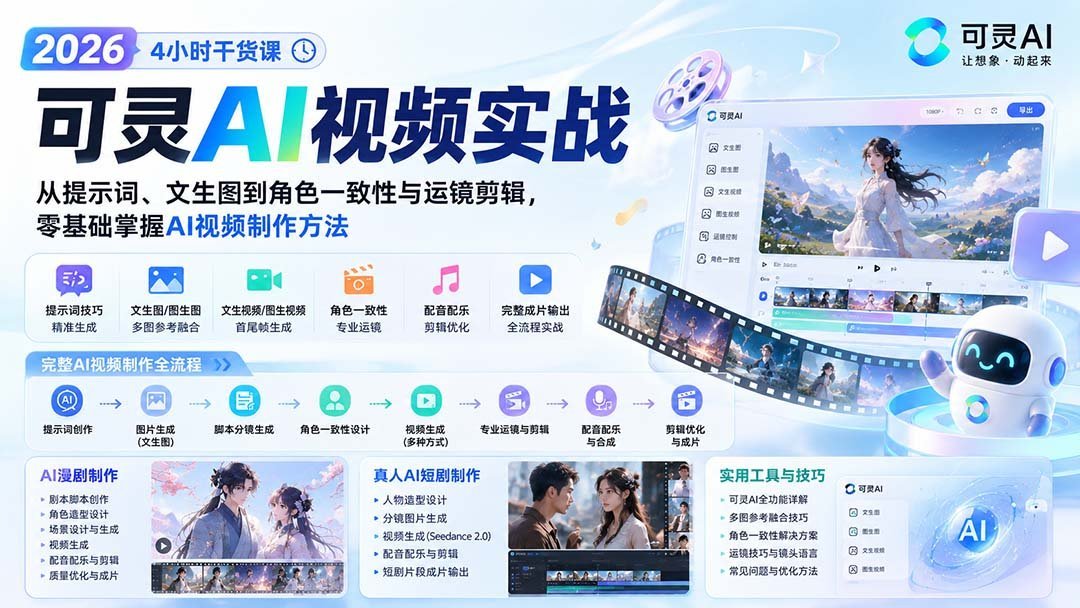 【2026.08.29】零基础速成AI视频:4小时实战课,从提示词到角色一致性与剪辑全掌握!-小鱼项目网