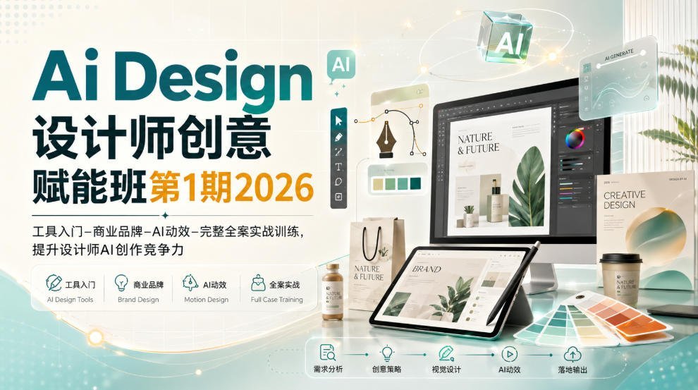 【2026.09.02】AI设计实战营|从工具到商业全案,助你抢占AI创意先机-小鱼项目网