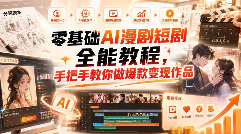 【2026.09.03】零基础玩转AI漫剧短剧!从智能体搭建到爆款变现,全流程实战教程,手把手教你打造吸金作品-小鱼项目网