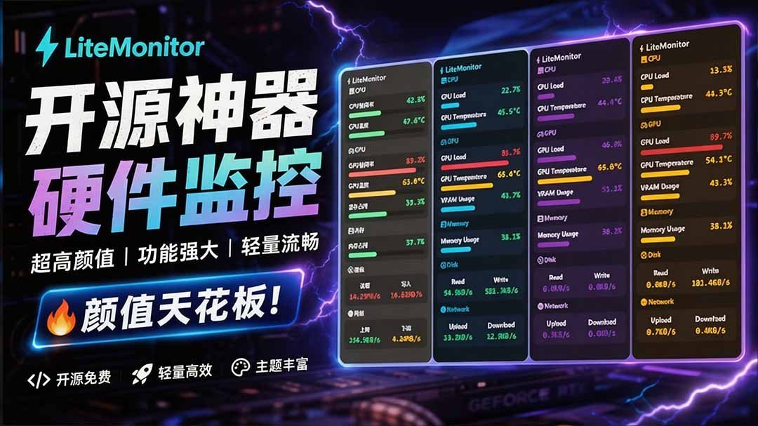 【2026.09.04】LiteMonitor:3.3K星开源神器,让你的电脑桌面变身炫酷实时监控面板!-小鱼项目网