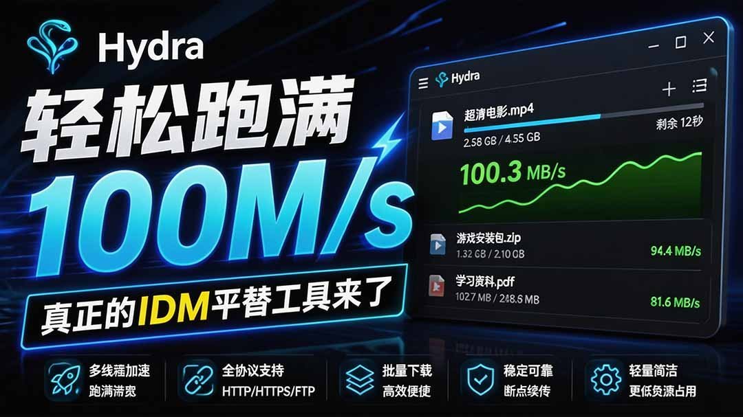 【2026.09.09】告别龟速下载!这款开源多线程神器,轻松跑满100M/s,浏览器一键智能加速,堪称IDM最佳平替!-小鱼项目网