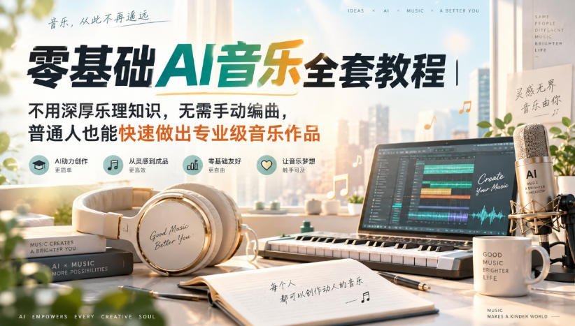 【2026.09.13】零基础也能玩转AI音乐!无需乐理、免编曲,普通人轻松创作专业级作品-小鱼项目网