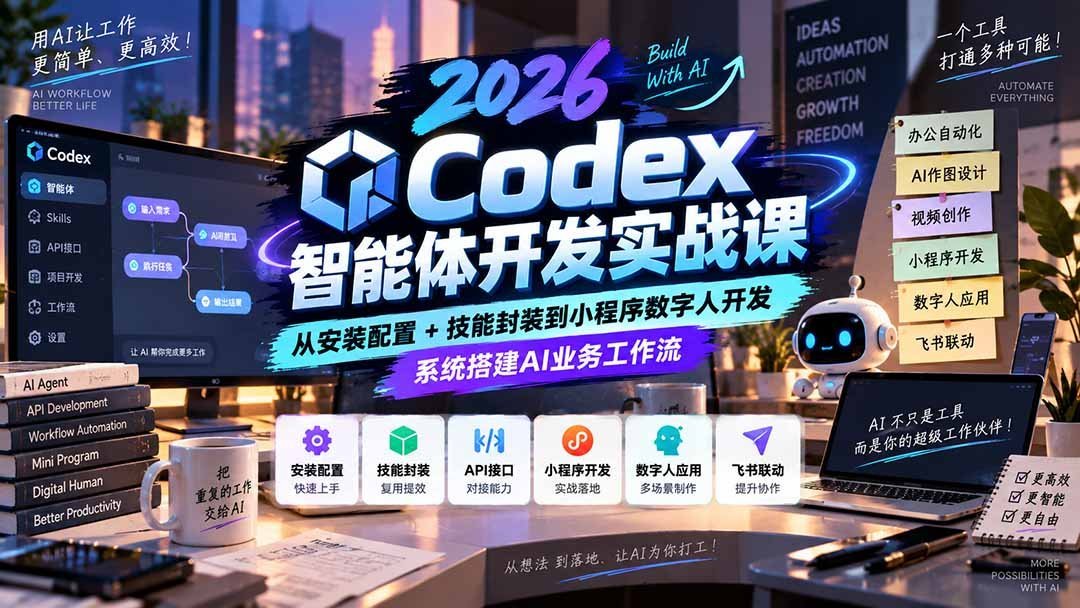 【2026.09.21】Codex智能体开发全流程实战:从环境搭建、技能封装到小程序数字人,构建AI业务工作流-小鱼项目网