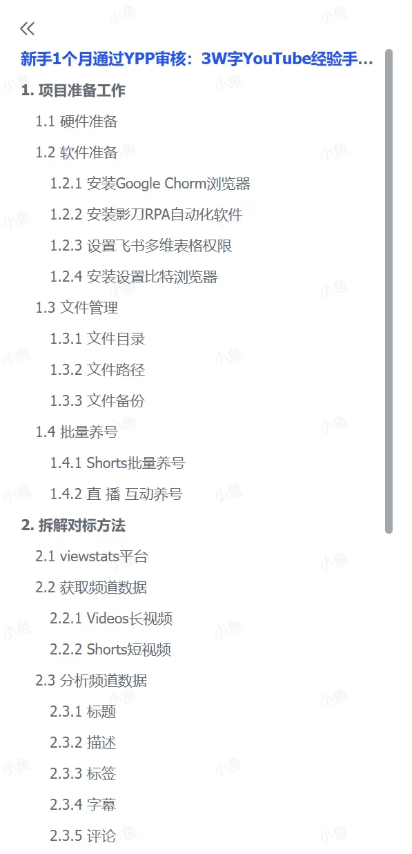图片[1]-【2025.5.19】新手1个月通过YPP审核：3W字YouTube经验手册+开源工具分享-小鱼项目网