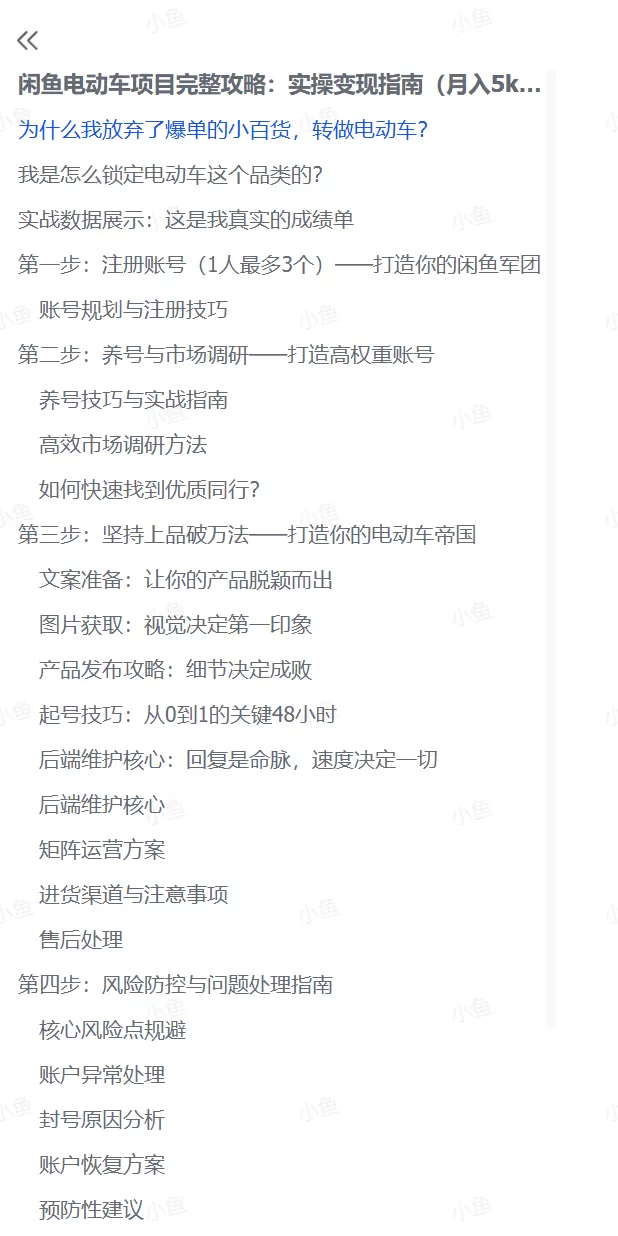 图片[1]-【2025.7.9】闲鱼电动车项目完整攻略：实操变现指南（月入5k+，附详细操作流程）-小鱼项目网