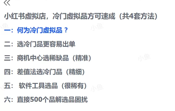 图片[2]-【2025.9.12】小红书虚拟店，冷门虚拟品方可速成（共4套方法）-小鱼项目网